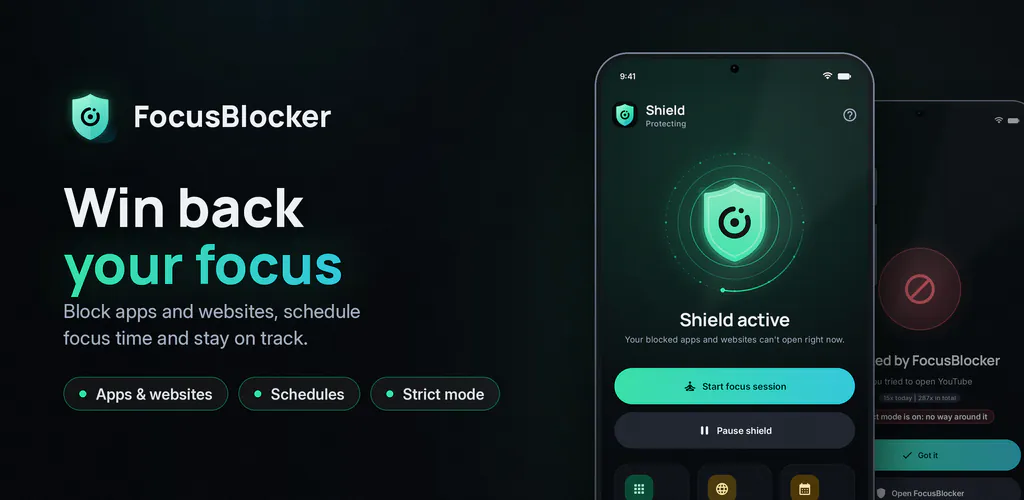 FocusBlocker: App Blocker – Block distracting apps and websites, schedule focus time and cut screen time