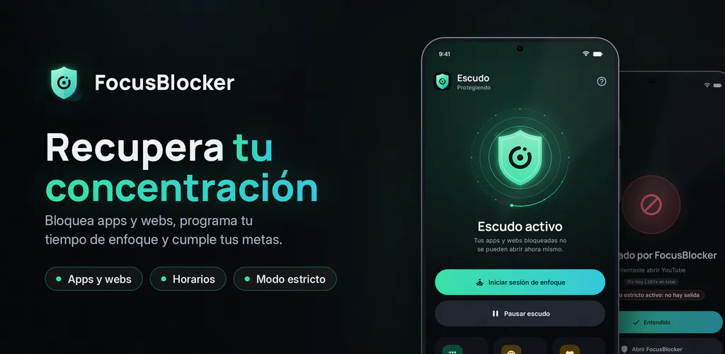 FocusBlocker: Bloquear apps – Bloquea apps y webs, programa horarios de enfoque y reduce el tiempo de pantalla