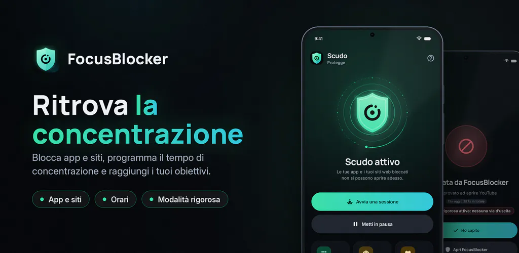 FocusBlocker: Blocca app – Blocca app e siti, programma la concentrazione e riduci il tempo di utilizzo