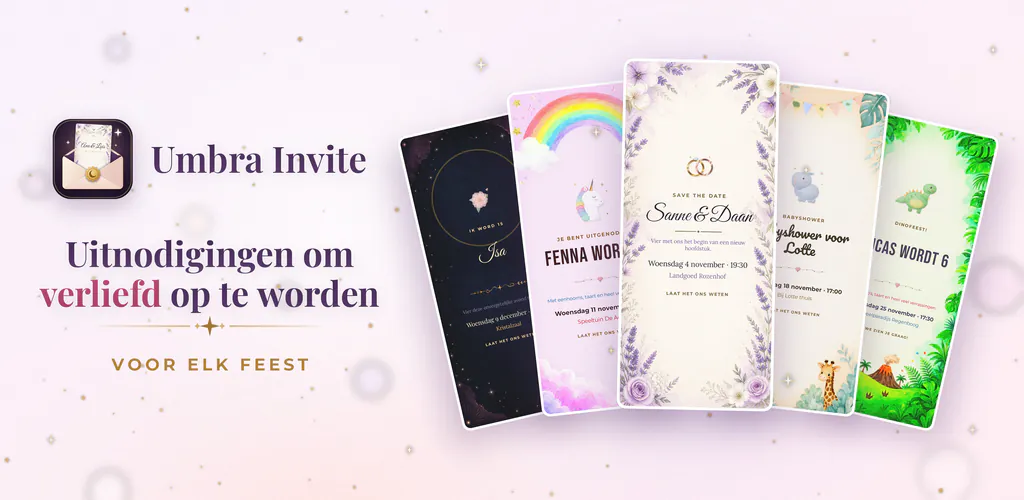 Umbra Invite – Ontwerp uitnodigingen en beheer je gastenlijst, RSVP-antwoorden en inchecken offline.