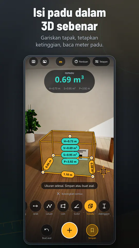 AR Ruler: Pita Pengukur 3D: tangkapan skrin 3 daripada 4