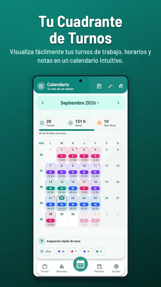 Calendario Turnos: captura 1 de 4