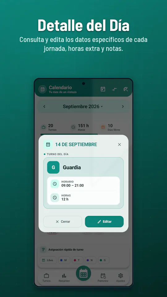 Calendario Turnos: captura 2 de 4