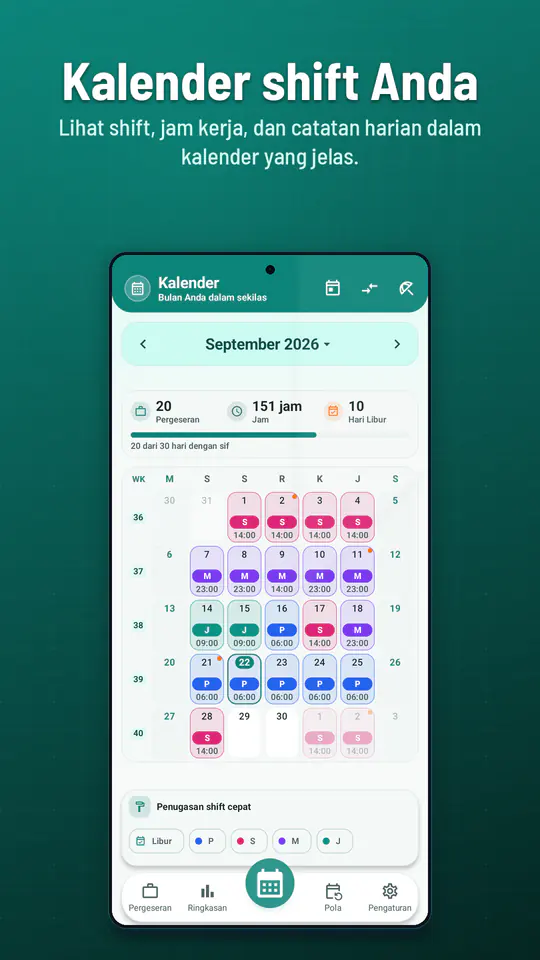 Kalender Shift Kerja: tangkapan layar 1 dari 4