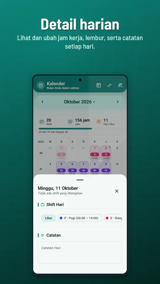 Kalender Shift Kerja: tangkapan layar 2 dari 4