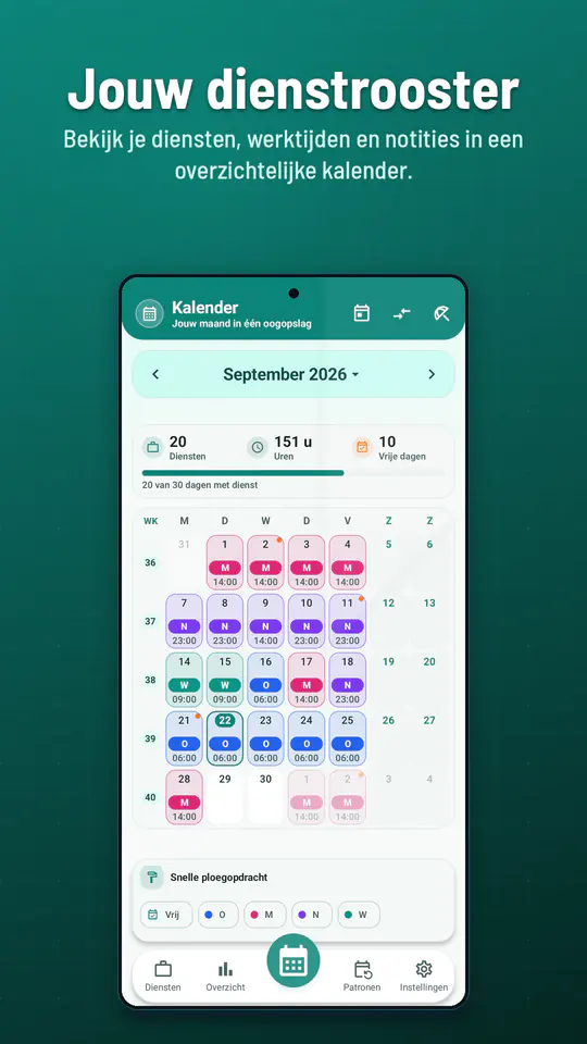 Ploegenrooster Kalender: schermafbeelding 1 van 4