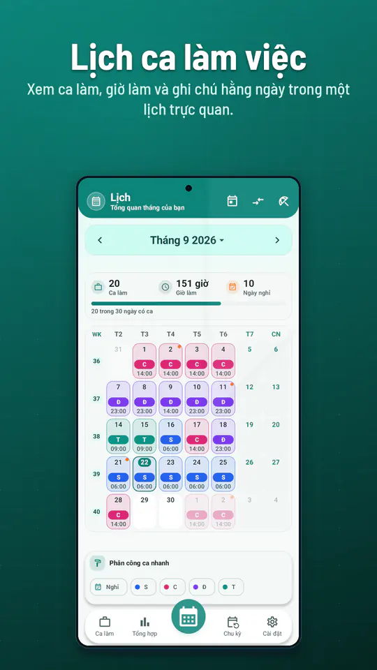 Lịch Làm Theo Ca: ảnh chụp màn hình 1/4