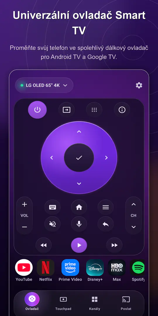 ControlTV: Ovladač Smart TV: snímek obrazovky 1 z 4