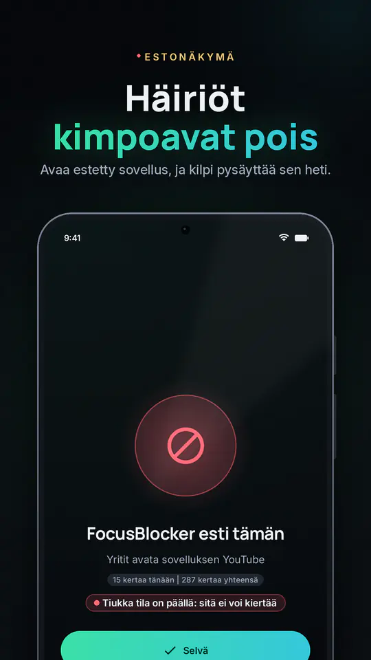 FocusBlocker: Estä sovellukset: kuvakaappaus 2/4