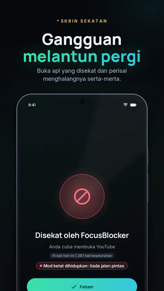 FocusBlocker: Penyekat Apl: tangkapan skrin 2 daripada 4