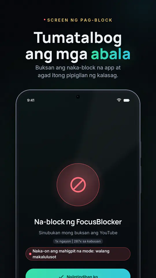 FocusBlocker: I-block ang Apps: screenshot 2 ng 4